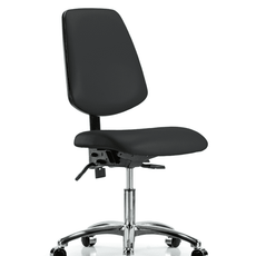 Vinyl Chair Chrome - Desk Height with Medium Back, Seat Tilt, & Casters in Black Trailblazer Vinyl - VDHCH-MB-CR-T1-A0-CC-8540