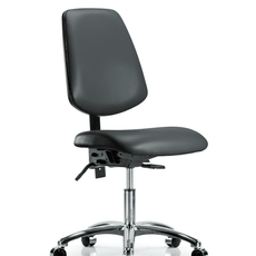 Vinyl Chair Chrome - Desk Height with Medium Back, Seat Tilt, & Casters in Carbon Supernova Vinyl - VDHCH-MB-CR-T1-A0-CC-8823