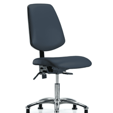Vinyl Chair Chrome - Desk Height with Medium Back, Seat Tilt, & Stationary Glides in Imperial Blue Trailblazer Vinyl - VDHCH-MB-CR-T1-A0-RG-8582