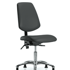 Vinyl Chair Chrome - Desk Height with Medium Back, Seat Tilt, & Stationary Glides in Charcoal Trailblazer Vinyl - VDHCH-MB-CR-T1-A0-RG-8605