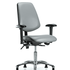 Vinyl Chair Chrome - Desk Height with Medium Back, Seat Tilt, Adjustable Arms, & Stationary Glides in Sterling Supernova Vinyl - VDHCH-MB-CR-T1-A1-RG-8840