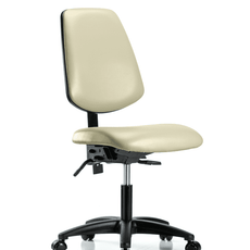 Vinyl Chair - Desk Height with Medium Back & Casters in Adobe White Trailblazer Vinyl - VDHCH-MB-RG-T0-A0-RC-8501