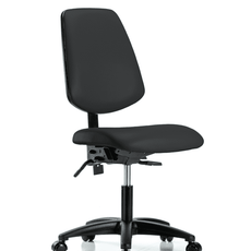 Vinyl Chair - Desk Height with Medium Back & Casters in Black Trailblazer Vinyl - VDHCH-MB-RG-T0-A0-RC-8540