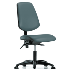 Vinyl Chair - Desk Height with Medium Back & Casters in Colonial Blue Trailblazer Vinyl - VDHCH-MB-RG-T0-A0-RC-8546