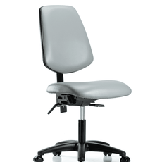 Vinyl Chair - Desk Height with Medium Back & Casters in Dove Trailblazer Vinyl - VDHCH-MB-RG-T0-A0-RC-8567