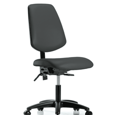 Vinyl Chair - Desk Height with Medium Back & Casters in Charcoal Trailblazer Vinyl - VDHCH-MB-RG-T0-A0-RC-8605