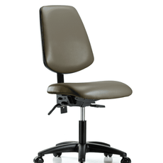Vinyl Chair - Desk Height with Medium Back & Casters in Taupe Supernova Vinyl - VDHCH-MB-RG-T0-A0-RC-8809