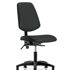 Vinyl Chair - Desk Height with Medium Back & Stationary Glides in Black Trailblazer Vinyl - VDHCH-MB-RG-T0-A0-RG-8540