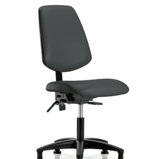 Vinyl Chair - Desk Height with Medium Back & Stationary Glides in Charcoal Trailblazer Vinyl - VDHCH-MB-RG-T0-A0-RG-8605