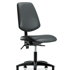 Vinyl Chair - Desk Height with Medium Back & Stationary Glides in Carbon Supernova Vinyl - VDHCH-MB-RG-T0-A0-RG-8823