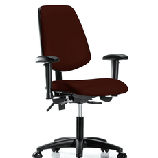 Vinyl Chair - Desk Height with Medium Back, Adjustable Arms, & Casters in Burgundy Trailblazer Vinyl - VDHCH-MB-RG-T0-A1-RC-8569