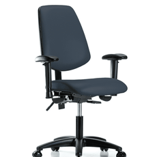 Vinyl Chair - Desk Height with Medium Back, Adjustable Arms, & Casters in Imperial Blue Trailblazer Vinyl - VDHCH-MB-RG-T0-A1-RC-8582