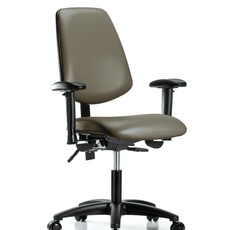 Vinyl Chair - Desk Height with Medium Back, Adjustable Arms, & Casters in Taupe Supernova Vinyl - VDHCH-MB-RG-T0-A1-RC-8809