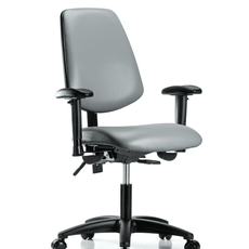 Vinyl Chair - Desk Height with Medium Back, Adjustable Arms, & Casters in Sterling Supernova Vinyl - VDHCH-MB-RG-T0-A1-RC-8840