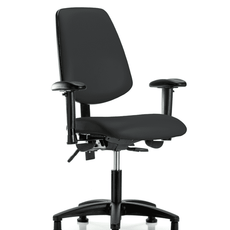 Vinyl Chair - Desk Height with Medium Back, Adjustable Arms, & Stationary Glides in Black Trailblazer Vinyl - VDHCH-MB-RG-T0-A1-RG-8540