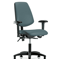 Vinyl Chair - Desk Height with Medium Back, Adjustable Arms, & Stationary Glides in Colonial Blue Trailblazer Vinyl - VDHCH-MB-RG-T0-A1-RG-8546