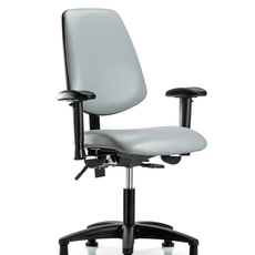 Vinyl Chair - Desk Height with Medium Back, Adjustable Arms, & Stationary Glides in Dove Trailblazer Vinyl - VDHCH-MB-RG-T0-A1-RG-8567