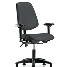 Vinyl Chair - Desk Height with Medium Back, Adjustable Arms, & Stationary Glides in Charcoal Trailblazer Vinyl - VDHCH-MB-RG-T0-A1-RG-8605