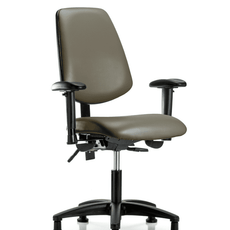 Vinyl Chair - Desk Height with Medium Back, Adjustable Arms, & Stationary Glides in Taupe Supernova Vinyl - VDHCH-MB-RG-T0-A1-RG-8809