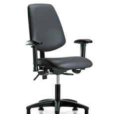 Vinyl Chair - Desk Height with Medium Back, Adjustable Arms, & Stationary Glides in Carbon Supernova Vinyl - VDHCH-MB-RG-T0-A1-RG-8823