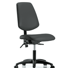 Vinyl Chair - Desk Height with Medium Back, Seat Tilt, & Casters in Charcoal Trailblazer Vinyl - VDHCH-MB-RG-T1-A0-RC-8605