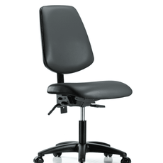 Vinyl Chair - Desk Height with Medium Back, Seat Tilt, & Casters in Carbon Supernova Vinyl - VDHCH-MB-RG-T1-A0-RC-8823