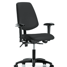 Vinyl Chair - Desk Height with Medium Back, Seat Tilt, Adjustable Arms, & Casters in Black Trailblazer Vinyl - VDHCH-MB-RG-T1-A1-RC-8540