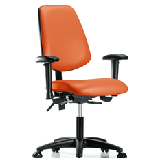 Vinyl Chair - Desk Height with Medium Back, Seat Tilt, Adjustable Arms, & Casters in Orange Kist Trailblazer Vinyl - VDHCH-MB-RG-T1-A1-RC-8613