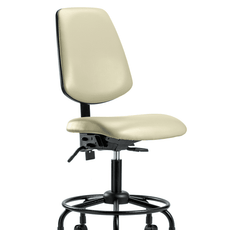 Vinyl Chair - Desk Height with Round Tube Base, Medium Back, & Casters in Adobe White Trailblazer Vinyl - VDHCH-MB-RT-T0-A0-RC-8501