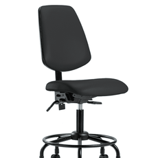 Vinyl Chair - Desk Height with Round Tube Base, Medium Back, & Casters in Black Trailblazer Vinyl - VDHCH-MB-RT-T0-A0-RC-8540