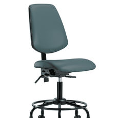 Vinyl Chair - Desk Height with Round Tube Base, Medium Back, & Casters in Colonial Blue Trailblazer Vinyl - VDHCH-MB-RT-T0-A0-RC-8546