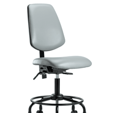 Vinyl Chair - Desk Height with Round Tube Base, Medium Back, & Casters in Dove Trailblazer Vinyl - VDHCH-MB-RT-T0-A0-RC-8567