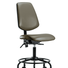 Vinyl Chair - Desk Height with Round Tube Base, Medium Back, & Casters in Taupe Supernova Vinyl - VDHCH-MB-RT-T0-A0-RC-8809