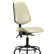 Vinyl Chair - Desk Height with Round Tube Base, Medium Back, & Stationary Glides in Adobe White Trailblazer Vinyl - VDHCH-MB-RT-T0-A0-RG-8501