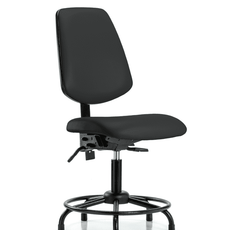 Vinyl Chair - Desk Height with Round Tube Base, Medium Back, & Stationary Glides in Black Trailblazer Vinyl - VDHCH-MB-RT-T0-A0-RG-8540