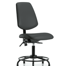 Vinyl Chair - Desk Height with Round Tube Base, Medium Back, & Stationary Glides in Charcoal Trailblazer Vinyl - VDHCH-MB-RT-T0-A0-RG-8605