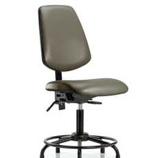 Vinyl Chair - Desk Height with Round Tube Base, Medium Back, & Stationary Glides in Taupe Supernova Vinyl - VDHCH-MB-RT-T0-A0-RG-8809