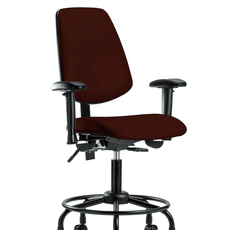 Vinyl Chair - Desk Height with Round Tube Base, Medium Back, Adjustable Arms, & Casters in Burgundy Trailblazer Vinyl - VDHCH-MB-RT-T0-A1-RC-8569