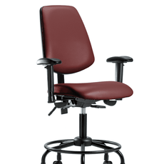 Vinyl Chair - Desk Height with Round Tube Base, Medium Back, Adjustable Arms, & Casters in Borscht Supernova Vinyl - VDHCH-MB-RT-T0-A1-RC-8815