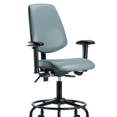 Vinyl Chair - Desk Height with Round Tube Base, Medium Back, Adjustable Arms, & Casters in Storm Supernova Vinyl - VDHCH-MB-RT-T0-A1-RC-8822