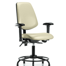 Vinyl Chair - Desk Height with Round Tube Base, Medium Back, Adjustable Arms, & Stationary Glides in Adobe White Trailblazer Vinyl - VDHCH-MB-RT-T0-A1-RG-8501