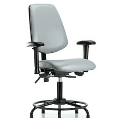 Vinyl Chair - Desk Height with Round Tube Base, Medium Back, Adjustable Arms, & Stationary Glides in Dove Trailblazer Vinyl - VDHCH-MB-RT-T0-A1-RG-8567