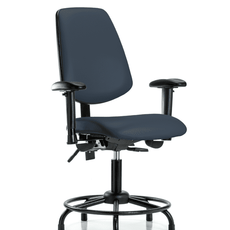 Vinyl Chair - Desk Height with Round Tube Base, Medium Back, Adjustable Arms, & Stationary Glides in Imperial Blue Trailblazer Vinyl - VDHCH-MB-RT-T0-A1-RG-8582