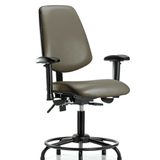 Vinyl Chair - Desk Height with Round Tube Base, Medium Back, Adjustable Arms, & Stationary Glides in Taupe Supernova Vinyl - VDHCH-MB-RT-T0-A1-RG-8809