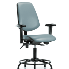 Vinyl Chair - Desk Height with Round Tube Base, Medium Back, Adjustable Arms, & Stationary Glides in Storm Supernova Vinyl - VDHCH-MB-RT-T0-A1-RG-8822