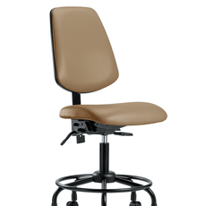 Vinyl Chair - Desk Height with Round Tube Base, Medium Back, Seat Tilt, & Casters in Taupe Trailblazer Vinyl - VDHCH-MB-RT-T1-A0-RC-8584