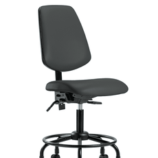 Vinyl Chair - Desk Height with Round Tube Base, Medium Back, Seat Tilt, & Casters in Charcoal Trailblazer Vinyl - VDHCH-MB-RT-T1-A0-RC-8605