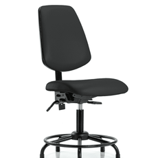 Vinyl Chair - Desk Height with Round Tube Base, Medium Back, Seat Tilt, & Stationary Glides in Black Trailblazer Vinyl - VDHCH-MB-RT-T1-A0-RG-8540