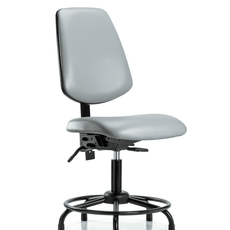 Vinyl Chair - Desk Height with Round Tube Base, Medium Back, Seat Tilt, & Stationary Glides in Dove Trailblazer Vinyl - VDHCH-MB-RT-T1-A0-RG-8567