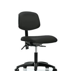 Vinyl Chair - Desk Height with Casters in Black Trailblazer Vinyl - VDHCH-RG-T0-A0-RC-8540